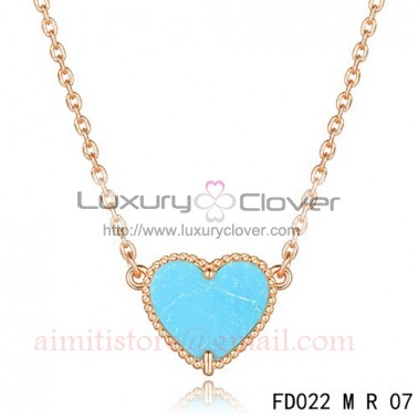 Van Cleef Arpels Alhambra Heart Necklace Gold Turquoise - Cleef & Necklaces - Van Cleef & Arpels Jewelry