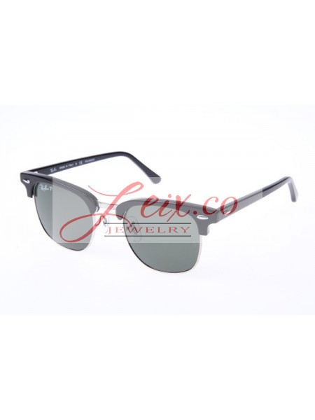 Ray Ban CLUBMASTER RB3016 Polarized Sunglasses In Black Silver