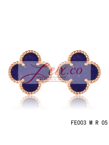 Van Cleef Arpels Vintage Alhambra Lapis lazuli Earrings Pink Gold