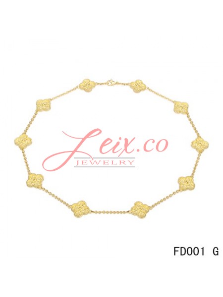 Van Cleef & Arpels Vintage Alhambra Long Necklace Yellow Gold 10 Motifs