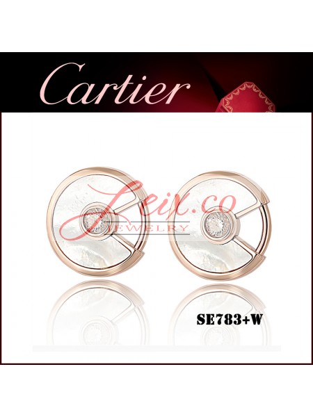 Amulette De Cartier Earrings in Pink Gold White Mother-of-pearl With Diamond