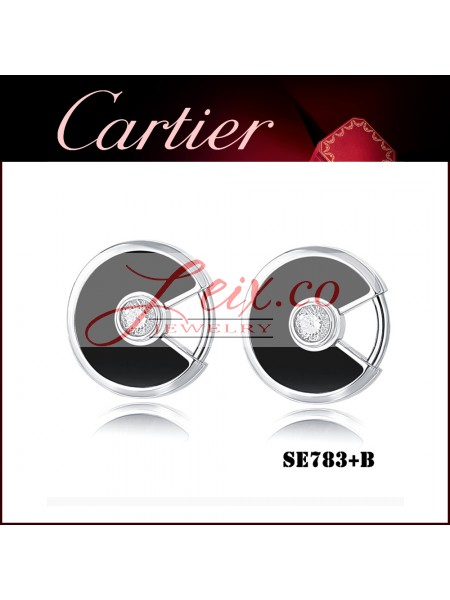 Amulette De Cartier Earrings in White Gold Black Onyx With Diamond