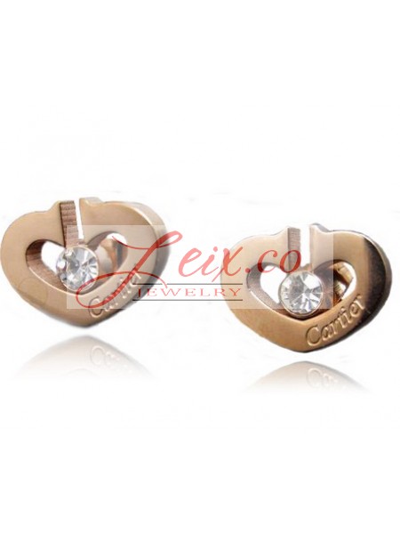 Cartier Heart Earrings in 18kt Pink Gold with Diamond
