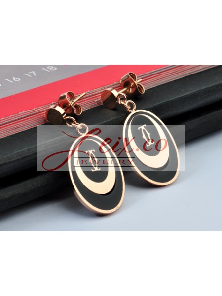 Cartier Drop Earrings in 18kt Pink Gold with Black Lacquer