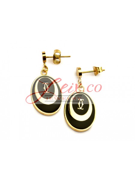 Cartier Drop Earrings in 18kt Yellow Gold with Black Lacquer