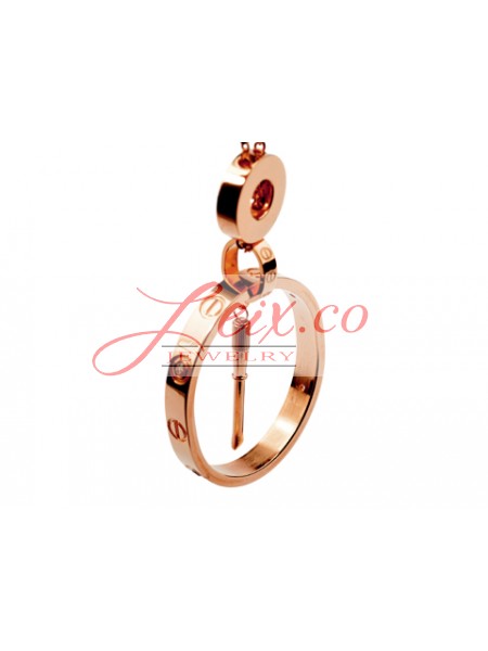Cartier 3 Circle and Screwdriver Love Necklace in 18kt Pink Gold with Pave Diamonds