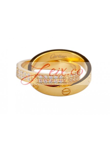 Cartier Infinity LOVE Ring in 18kt Yellow Gold with Diamonds-Paved