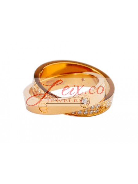 Cartier Infinity LOVE Ring in 18kt Pink Gold with Diamonds-Paved