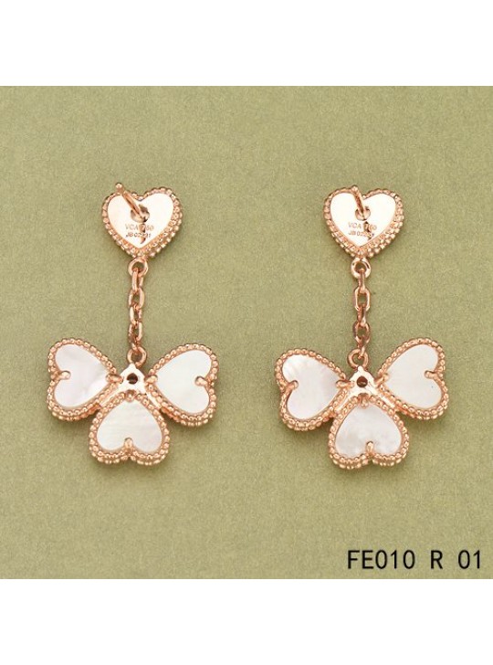 Sweet Alhambra Effeuillage Earclips Pink Gold 4 White Mother-of-pearl