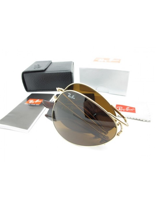 Ray Ban Aviator Floding RB3479 Sunglasses in Gold with brown Lens 001 33