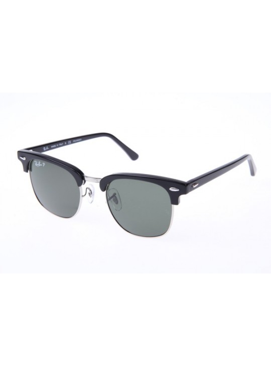 Ray Ban CLUBMASTER RB3016 Polarized Sunglasses In Black Silver