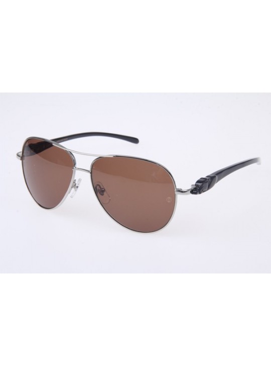 Cartier 6384093 Black natural horn Sunglasses In Silver Brown