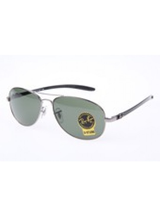 Ray Ban RB8301 Aviator Carbon Fiber Tech Sunglasses in Gunmetal Green Lens 004