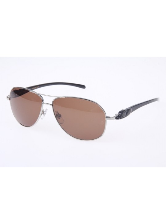 Cartier 6384199 Black natural horn Sunglasses In Silver Brown