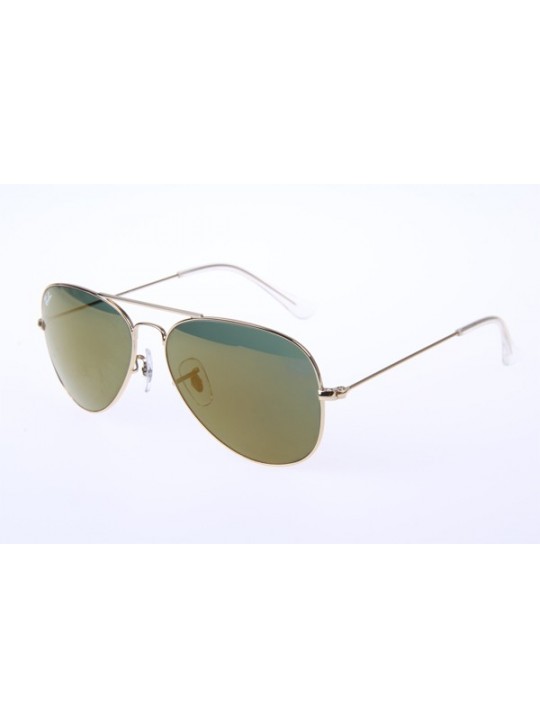 Ray Ban Aviator RB3025 55-14 Sunglasses In Gold With Gold Mirror Lens W3274