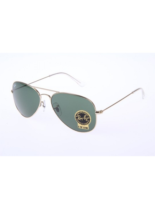 Ray Ban Aviator RB3025 55-14 Sunglasses In Gold With Green Lens W3234