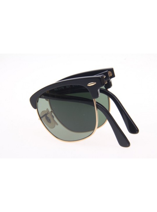 Ray Ban Floding RB2176 Sunglasses in Black Gold Green Lens