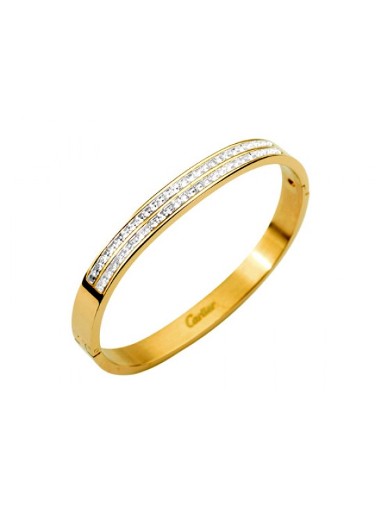 Cartier Bangle in 18kt Yellow Gold with Pave Diamonds