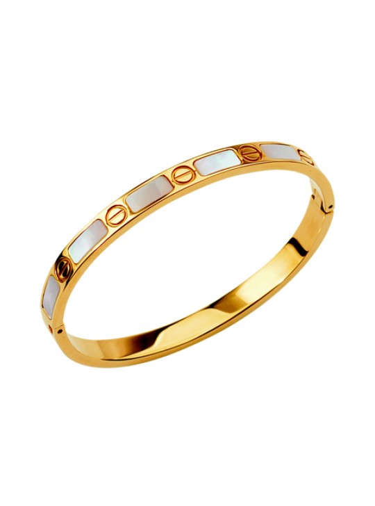 Cartier 18kt Yellow Gold Love Bangle with Mother of Pearl
