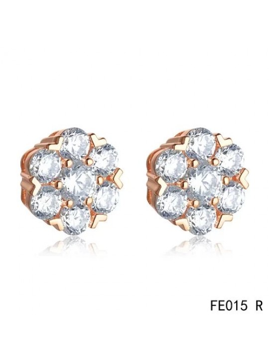 Van Cleef & Arpels Pink Gold Fleurette Diamonds Earstuds