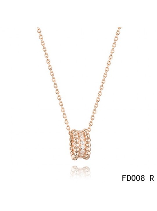 Van Cleef Arpels Perlee Pendant in Pink Gold with Diamonds 3 Rows