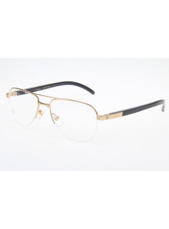 Cartier 6101002 Black Cattle Horn Eyeglasses In Gold