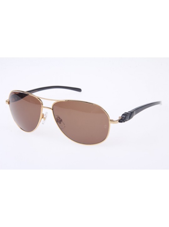 Cartier 6384199 Black natural horn Sunglasses In Gold Brown