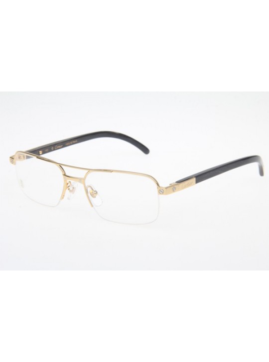 Cartier 6101003 Black Cattle Horn Eyeglasses In Gold