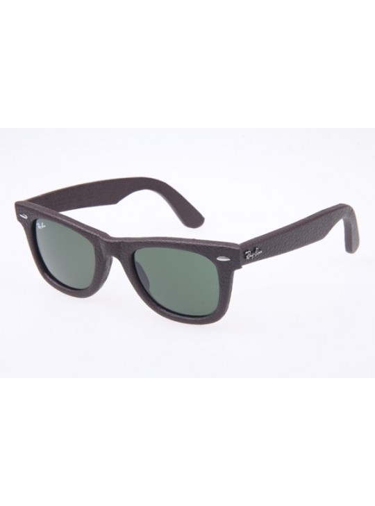 Ray Ban Wayfarer RB2140QM Genuine Leather Sunglasses In Brown 1153 N6