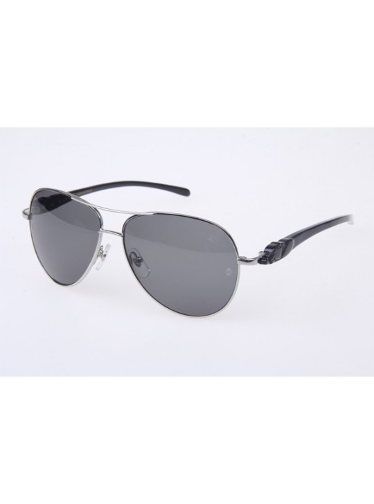 Cartier 6384093 Black natural horn Sunglasses In Silver Grey