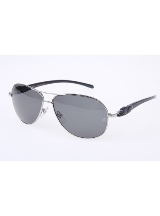 Cartier 6384199 Black natural horn Sunglasses In Silver Grey