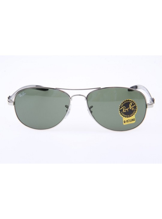 Ray Ban RB8301 Aviator Carbon Fiber Tech Sunglasses in Silver Green 003