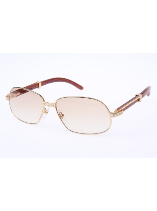Cartier 1104836 Wood Sunglasses in Gold with Brown lens