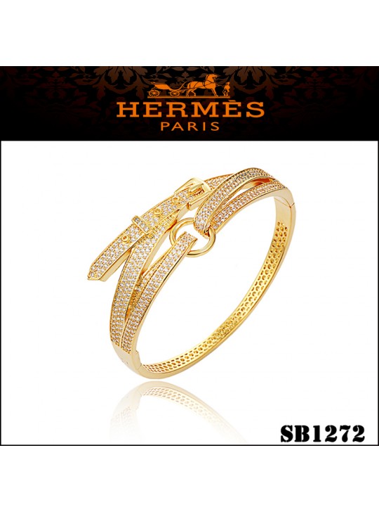 Hermes Debridee Bracelet in Yellow Gold with Diamonds