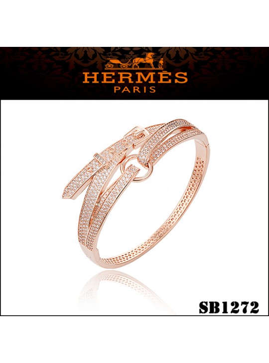 Hermes Debridee Bracelet in Pink Gold with Diamonds
