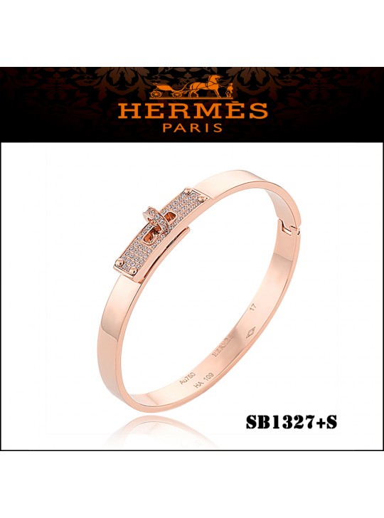Hermes Kelly Bracelet in Pink Gold Set With Diamonds