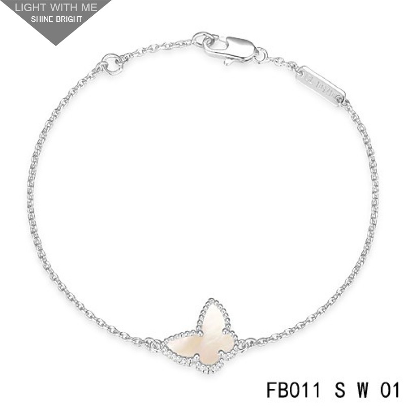 VCA Sweet Alhambra White Mother-of-peral Butterfly Bracelet in White Gold