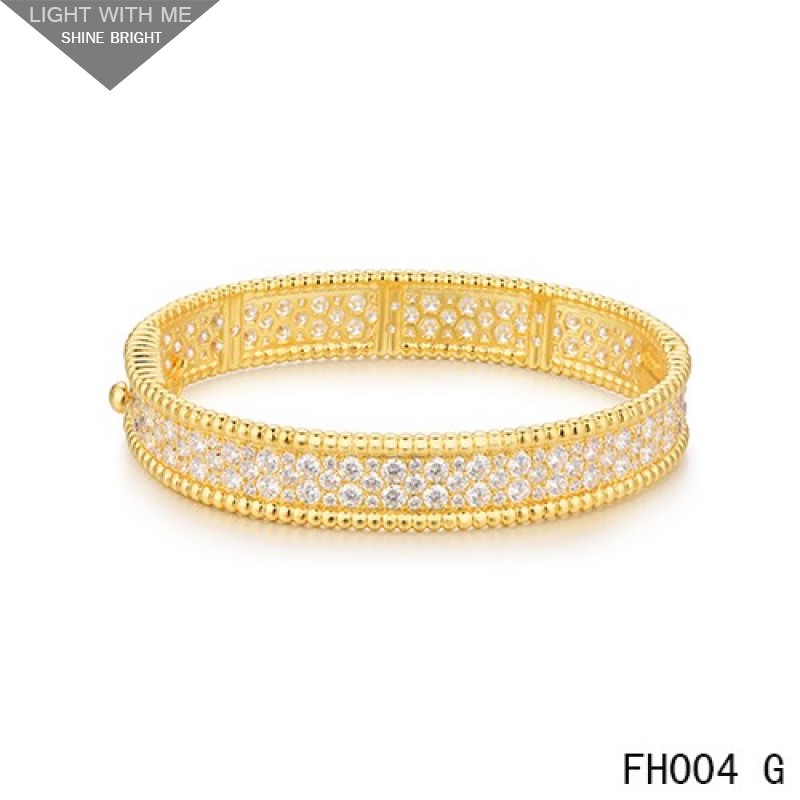 Van Cleef & Arpels Perlee Bracelet with Diamonds,Yellow Gold,Medium Model