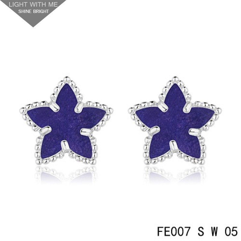 Van Cleef and Arpels White Gold Lucky Alhambra Sapphire Star Earstuds