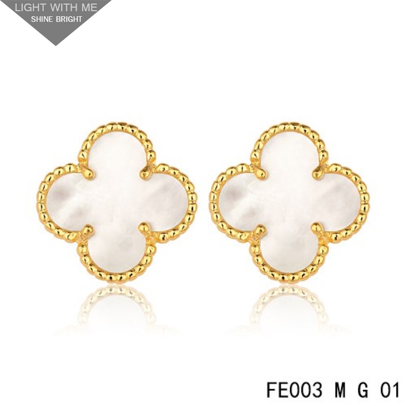 Van Cleef & Arpels Yellow Gold Vintage Alhambra White MOP Earsteds 
