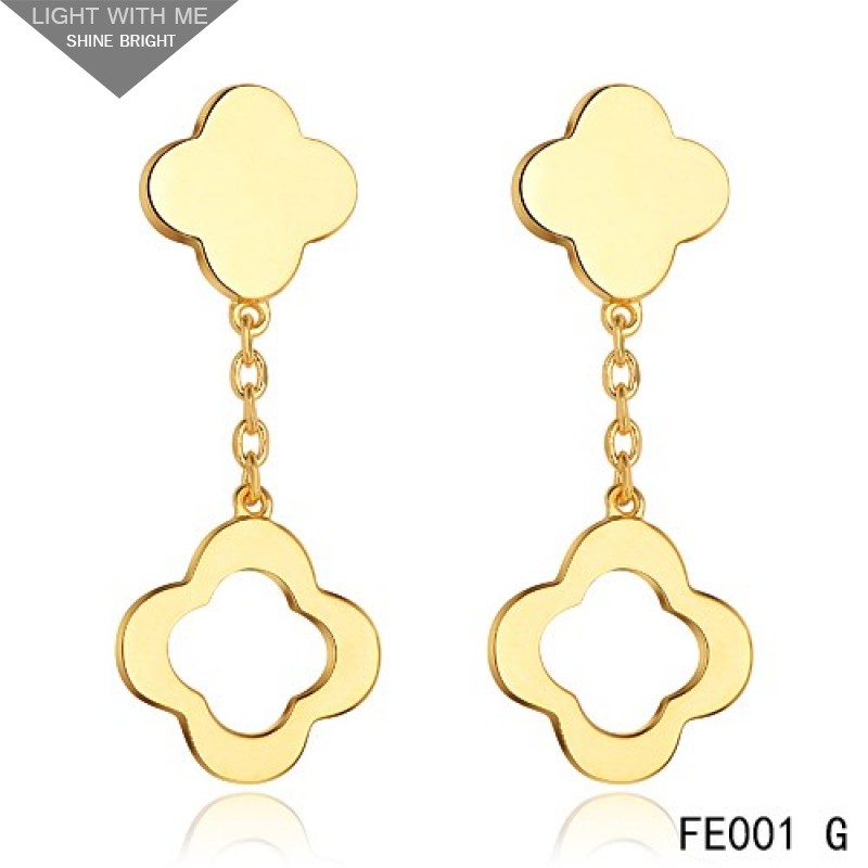 Van Cleef and Arpels Byzantine Alhambra Earrings Yellow Gold