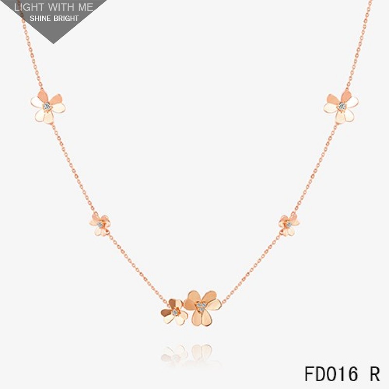Van Cleef Arpels Pink Gold Frivole Necklace 9 Flowers