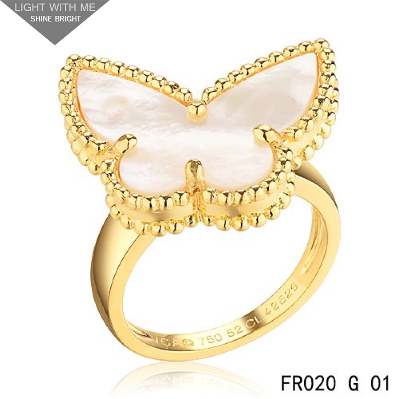 Niet modieus Komkommer Het formulier Van Cleef & Arpels Lucky Alhambra Butterfly Ring Yellow Gold with White  Mother-of-pearl - Alhambra Rings - Van Cleef & Arpels Jewelry