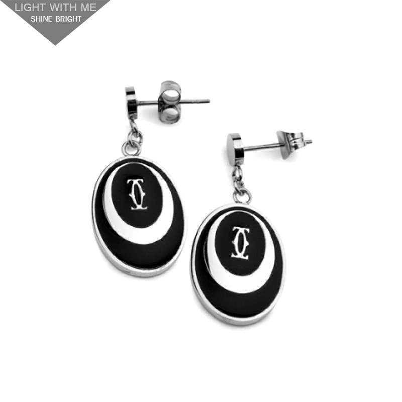 Cartier Drop Earrings in 18kt White Gold with Black Lacquer
