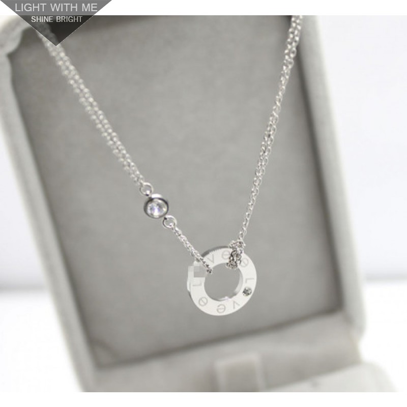 Cartier LOVE Circle Necklace in 18K White Gold With Diamonds