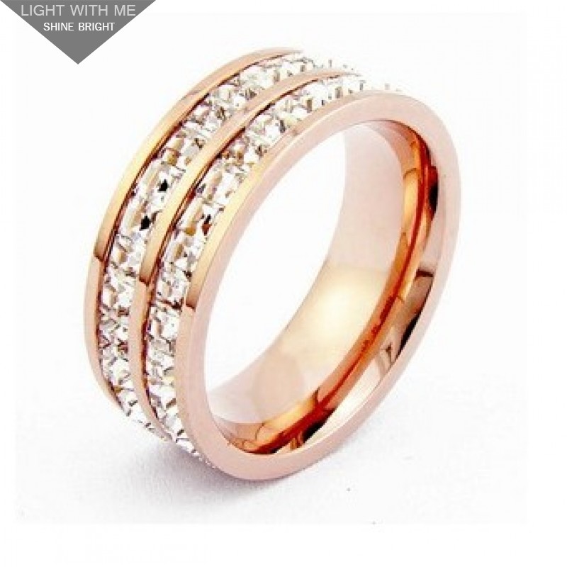Cartier 2 Row Wedding Band Ring in 18K Pink Gold Pave Diamonds