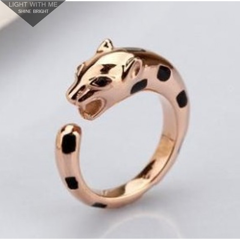 Cartier Panthere Ring in Pink Gold Set With Onyx Nose & Black Lacquer