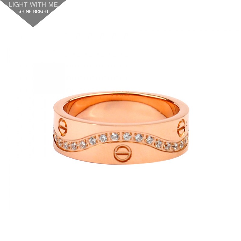 Cartier 18K Pink Gold Love Ring with Pave Diamonds