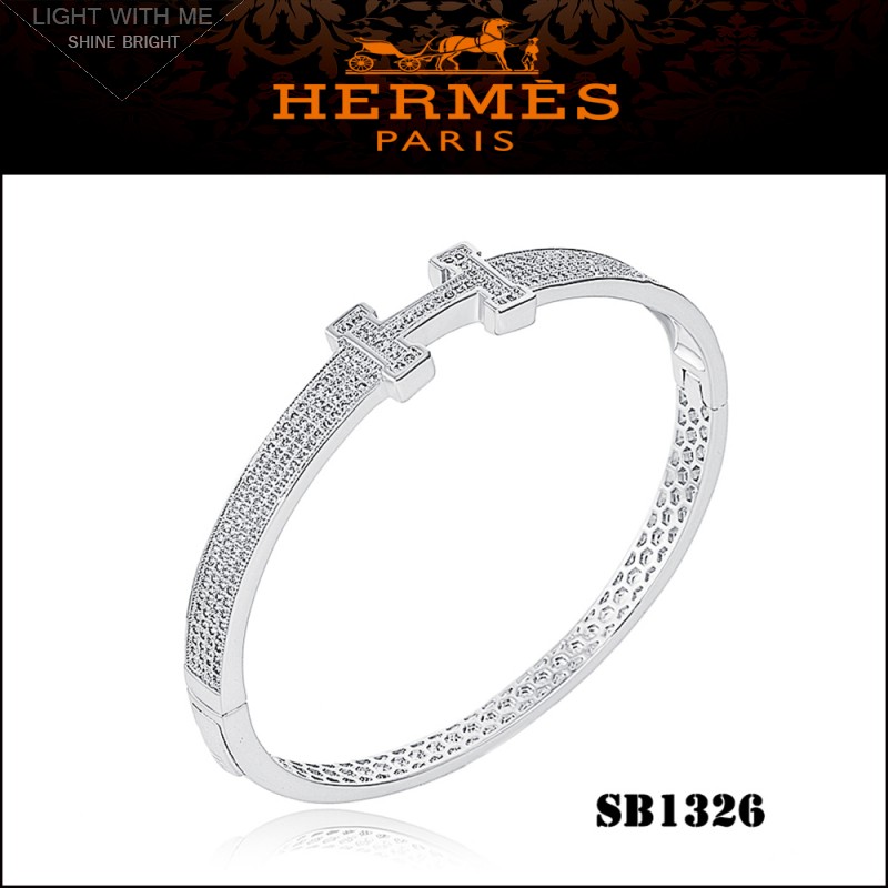 Hermes Clic Clac H Bracelet in White Gold with Diamond