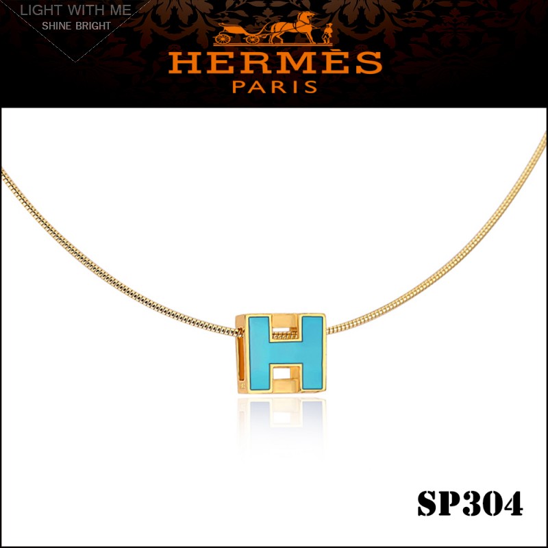 Hermes Cage d'H Paradise Blue Lacquer Pendant Yellow Gold 